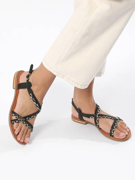 Open Sandalen Uit Leder Les tropeziennes Zwart women HOMONGO ander zicht 2